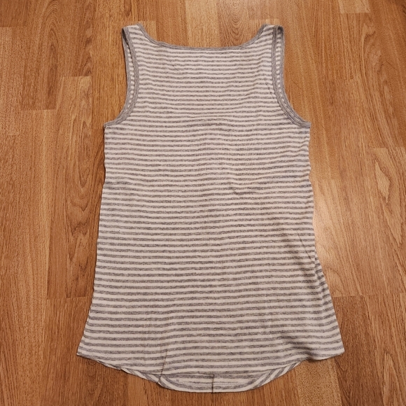 GAP Striped Ribbed Soft Cotton Henley Tank Top Gray M - Picture 8 of 8